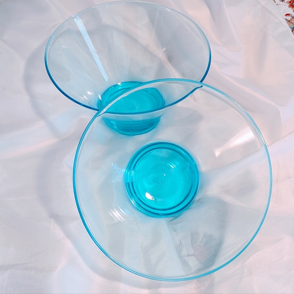 Aqua Large Plastic Bowls Set of 2